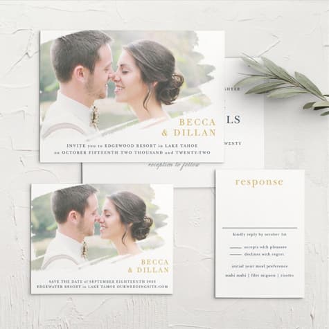 Brushstroke Bliss Foil Wedding Invitations
