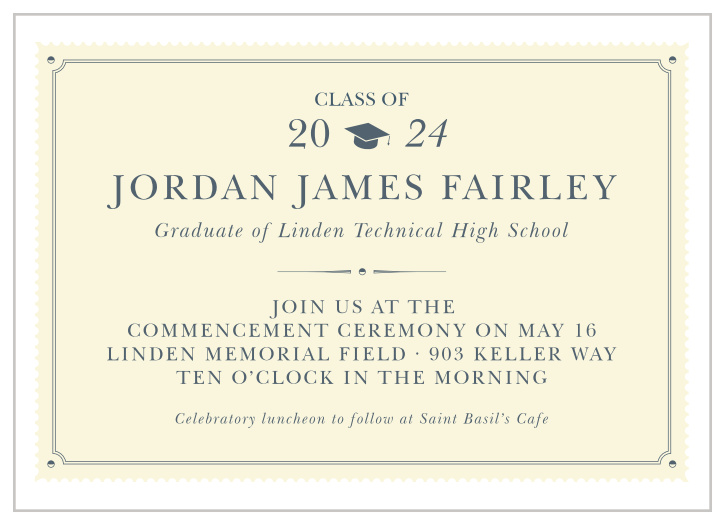 The Craft Border gives your graduation invitation a unique look almost layered look because of its top and bottom borders. 