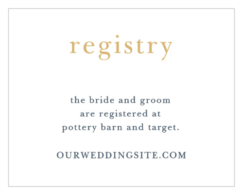 Direct guests to your wedding wish list with the Brushstroke Bliss Foil Registry Cards.
