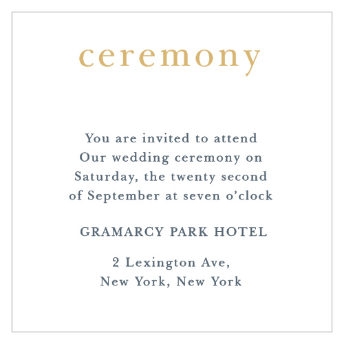 The Brushstroke Bliss Foil Ceremony Cards are small and versatile enclosure cards customizable to your needs.