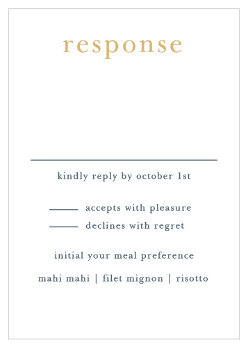 Customize the simplicity of the Brushstroke Bliss Foil Response Cards to meet your stationery needs.