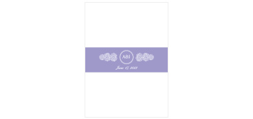 With a victorian-esque, lavender, floral emblem set against against a traditional, white background, the Floral Nouveau Belly Bands are a classic choice to represent you on your wedding day!