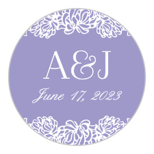 With a victorian-esque, lavender, floral frame set against against a traditional, white background, the Floral Nouveau Wedding Stickers are a classic choice to represent your wedding day!
