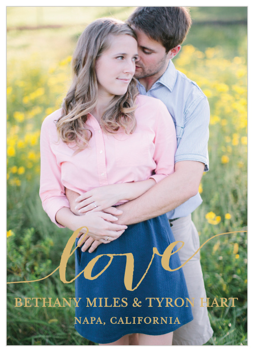 Invite friends and family to celebrate your upcoming wedding with the Love Script Foil Wedding Invitations.