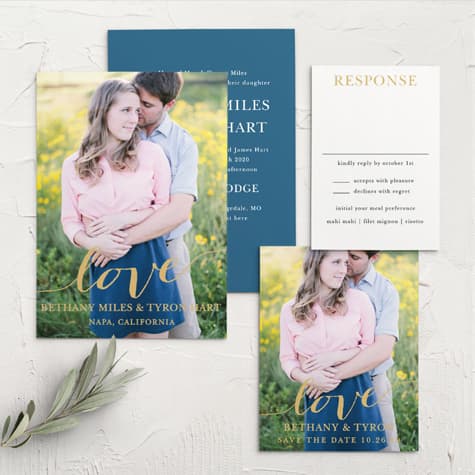 Love Script Foil Wedding Invitations