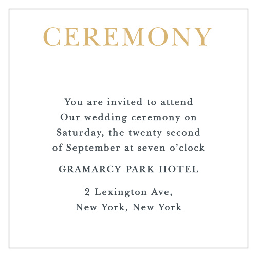 Invite friends to your wedding ceremony with the Love Script Foil Ceremony Cards.