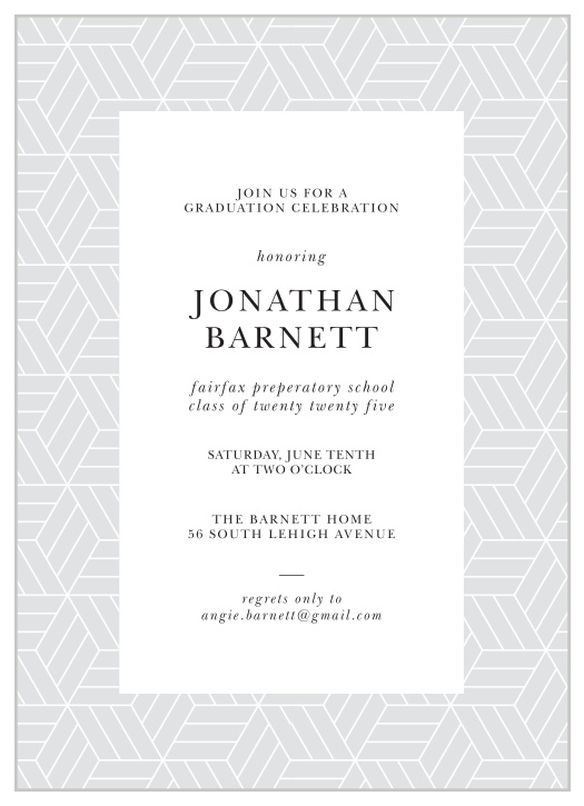 Bring your friends and family together to celebrate your amazing achievement with the chic look of our Geometric Pattern Graduation Invitations.