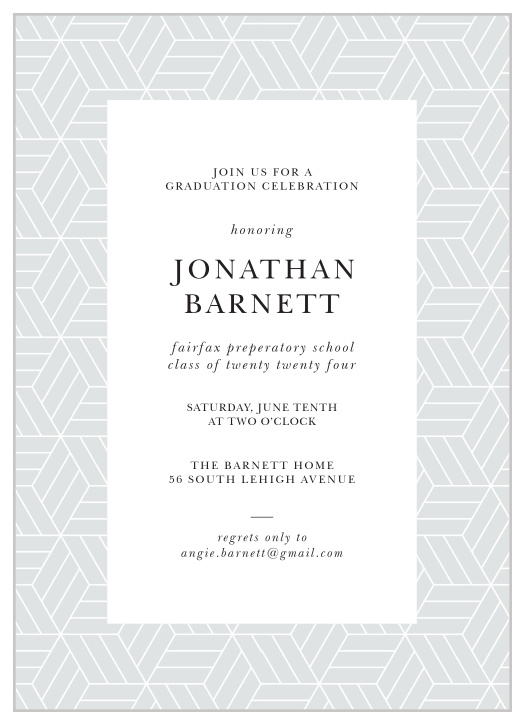 Bring your friends and family together to celebrate your amazing achievement with the chic look of our Geometric Pattern Graduation Invitations.