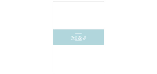A light, arctic-blue background creates a gorgeous contrast for your initials in white on our Hand Drawn Frame Belly Bands.