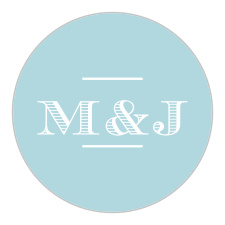A light, arctic-blue background offers a gorgeous contrast for your scored-white initials on our Hand Drawn Frame Wedding Stickers.