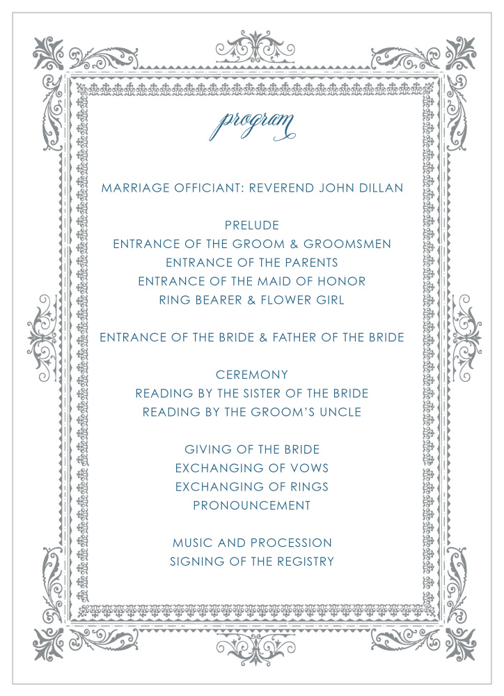 Elegant Frame Wedding Programs