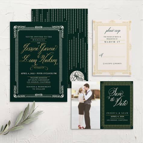 Elegant Frame Foil Wedding Invitations