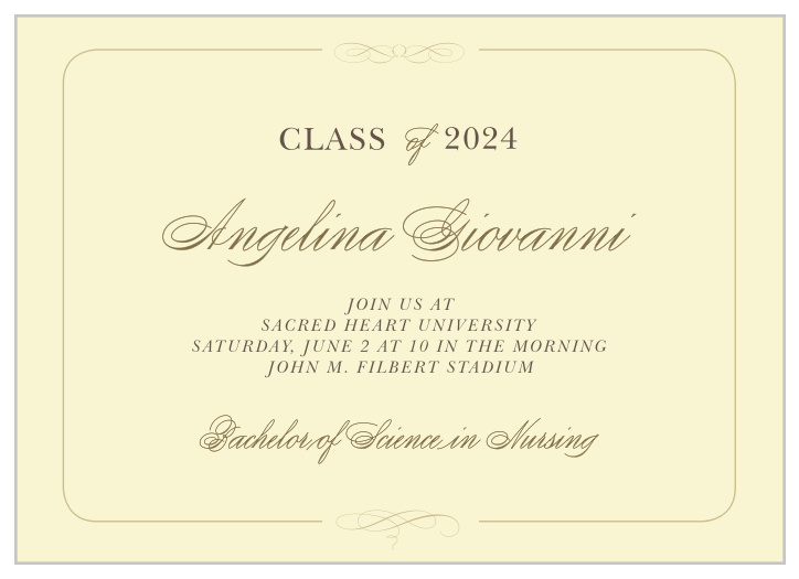 Our Elegance Graduation Invitation is just that.  A simple yet elegant design that lets you accent your graduate's accomplishments.