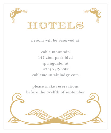 Sweep your guests off of their feet and into a comfortable hotel with our Hand Drawn Frame Foil Accommodation Cards.