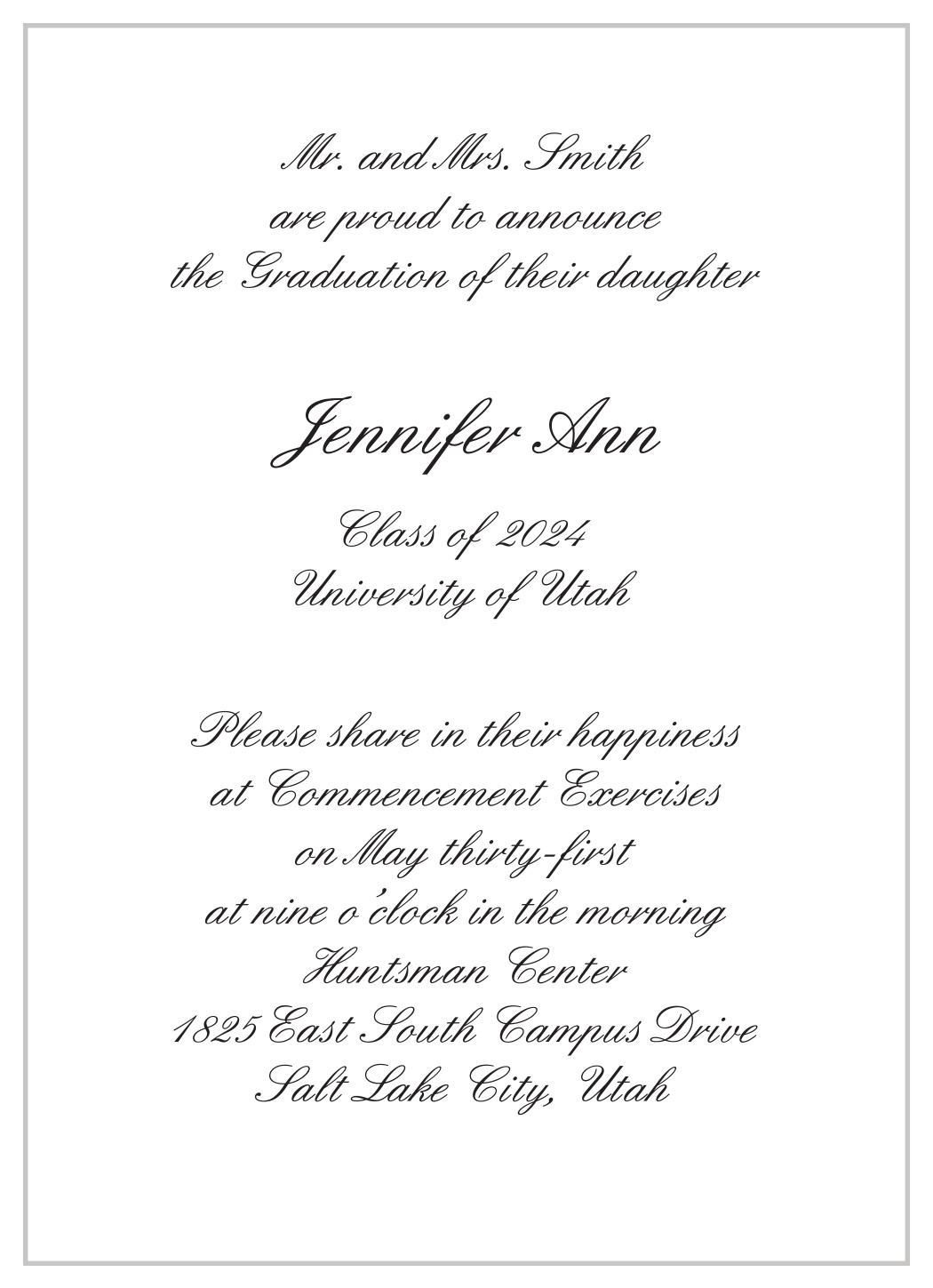 Traditional Elegance Graduation Invitations by Basic Invite