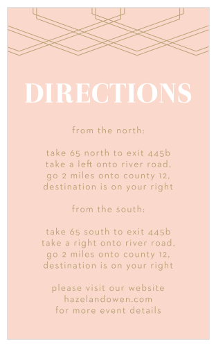 The tops of the Deco Glam Direction Cards are adorned with layered, offset geometric designs atop a lovely, ballet pink background.