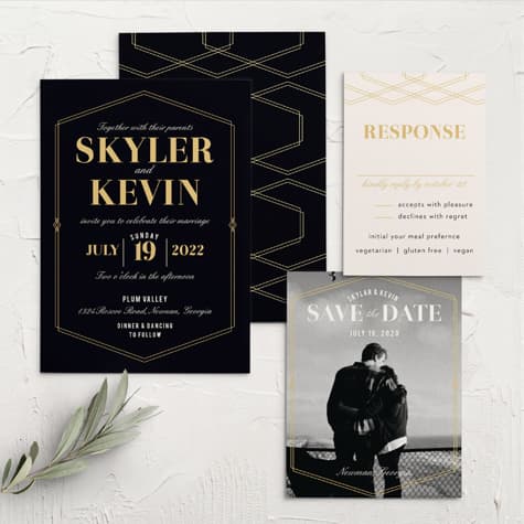 Deco Glam Foil Wedding Invitations