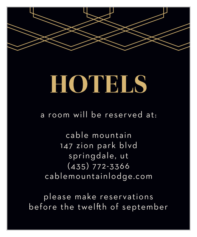 Deco Glam Foil Accommodation Cards