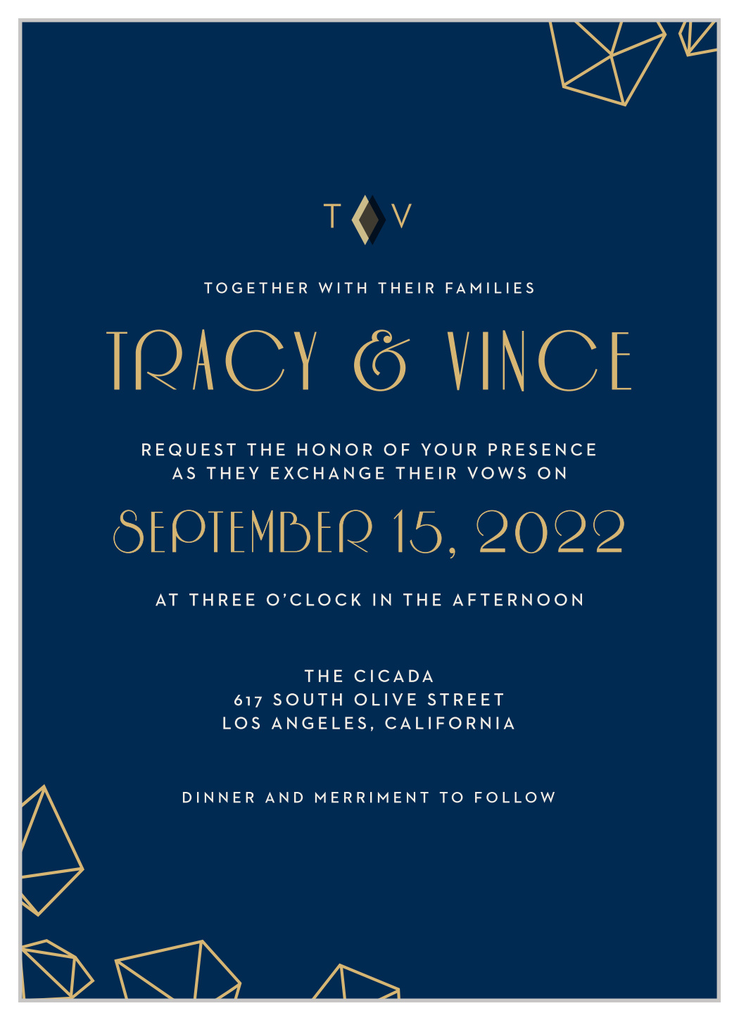 Modern Deco Foil Wedding Invitations