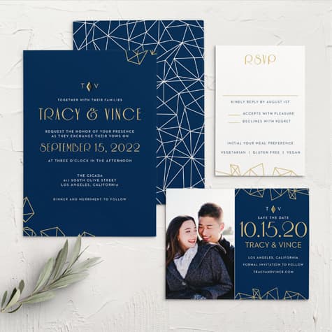 Modern Deco Foil Wedding Invitations