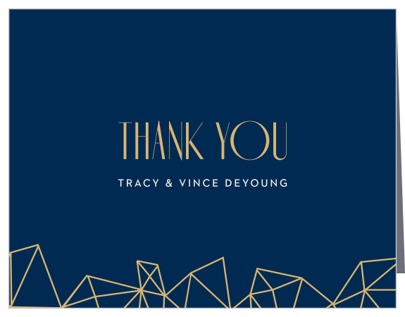 Gold foiled diamonds are tastefully scattered across the bottom of the Modern Foil Deco Thank You Cards.