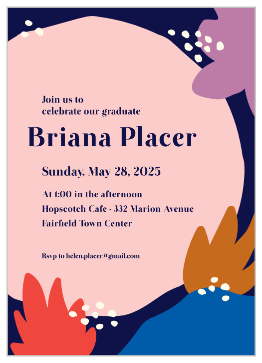 The Bordered Half Circle Graduation Invitation is a simple and fun invite.