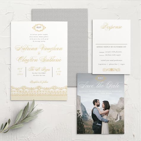 Lace Couture Foil Wedding Invitations