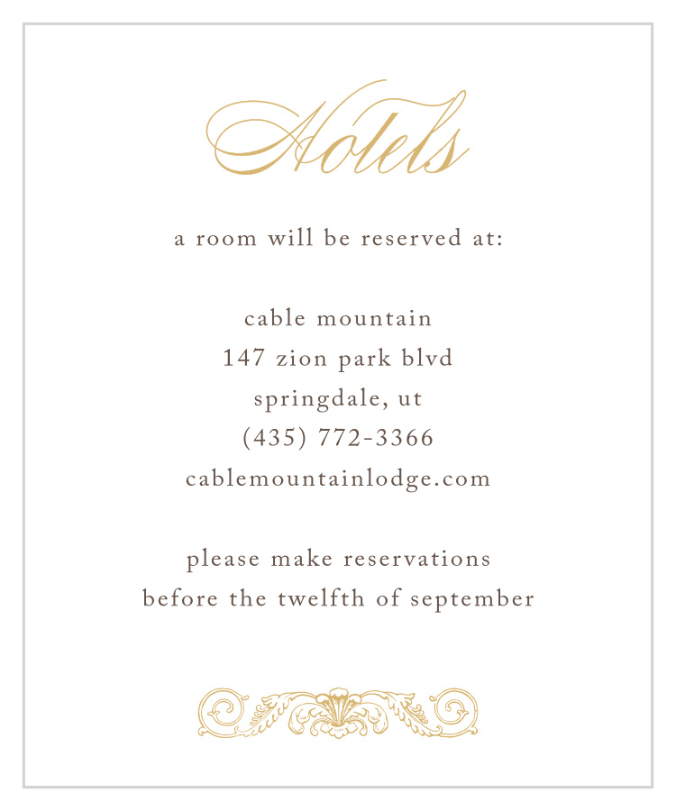Lace Couture Foil Accommodation Cards