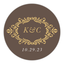 A victorian styled emblem makes the Lace Couture Foil Wedding Stickers an irresistible choice! 