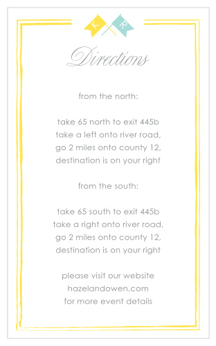 Make sure your guests know the best routes to get to your wedding using the Say Yes Direction Cards.