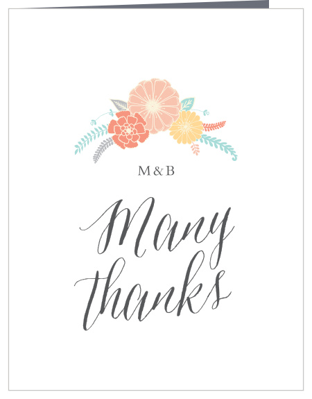 When all of the festivities have ended and it's time to thank your guests for their gifts and attendance, Sweet Bloom Wedding Thank You Cards should be your first choice.