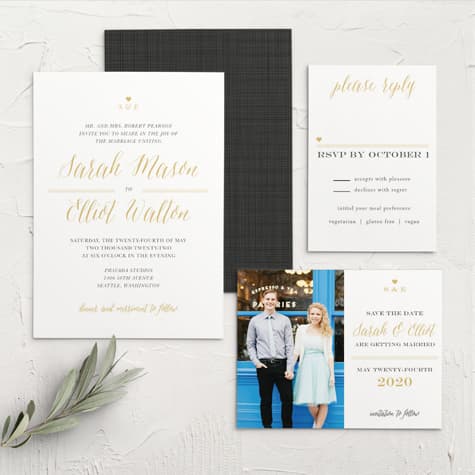 Rustic Chic Foil Wedding Invitations