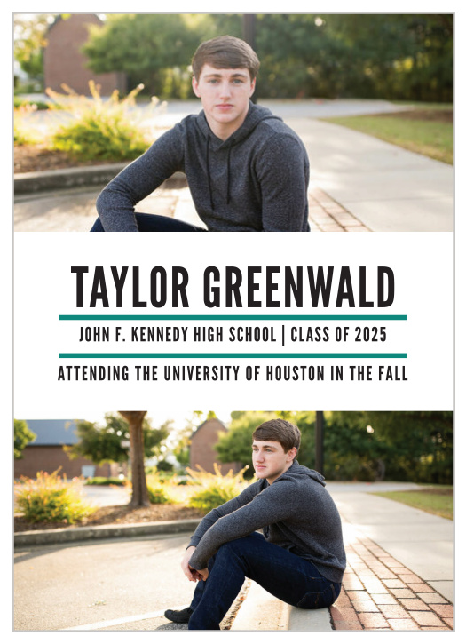 The Modern Classman Graduation Announcement is a unique blend of photo and text.