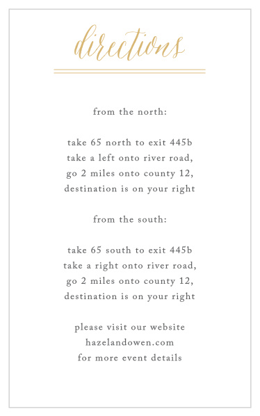 The Rustic Chic Foil Direction Cards are simple and stylish!