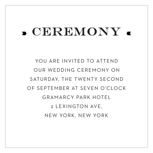 Make sure your guests know the ceremony details using the Travel in Style Ceremony Cards.