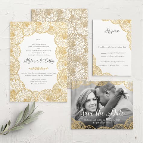 Full Bloom Foil Wedding Invitations