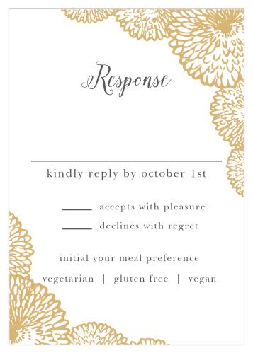 Flowers bursting with petals frame the corners of the Full Bloom Foil Response Cards.