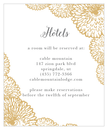 Flowers bursting with petals fill the corners of the Full Bloom Foil Accommodation Cards.