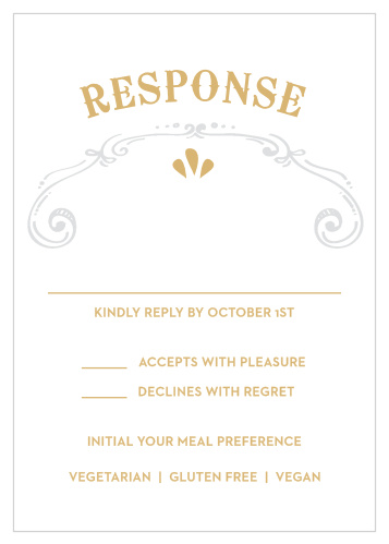 Ensure that you're prepared for every guest and their needs with our beautifully ornate Cheerful Celebrations Foil Response Cards.