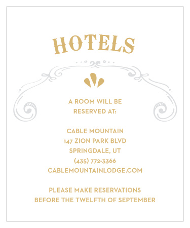 Cheerful Celebrations Foil Accommodation Cards offer a design as classic and comfortable as the hotels you'll be recommending to their recipients.