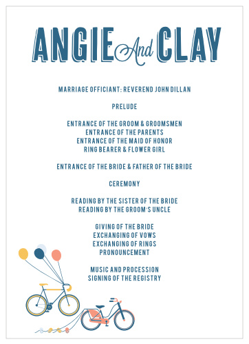 Ensure that your guests are familiar with each moment, and each member, of your wedding party with our stunning City Life Wedding Programs.