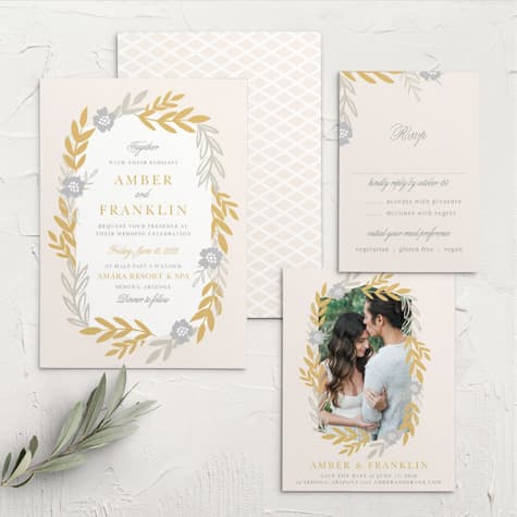 Glimmering Garland Foil Wedding Invitations