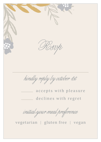 Plan for every guest and their individual needs with our floral Glimmering Garland Foil Response Cards.