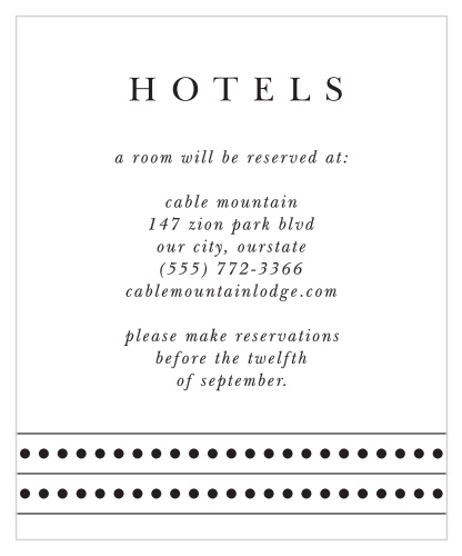 Recommend the best local hotel to out-of-town guests with our Chic Couple Accommodation Cards.