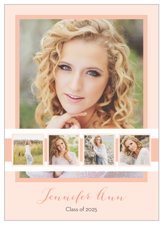 The Photo Stripe Graduation Announcement is a double-sided traditional card that is perfect to show off your graduate.  