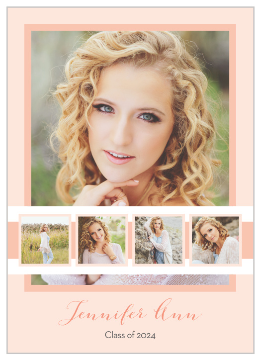 The Photo Stripe Graduation Announcement is a double-sided traditional card that is perfect to show off your graduate.  