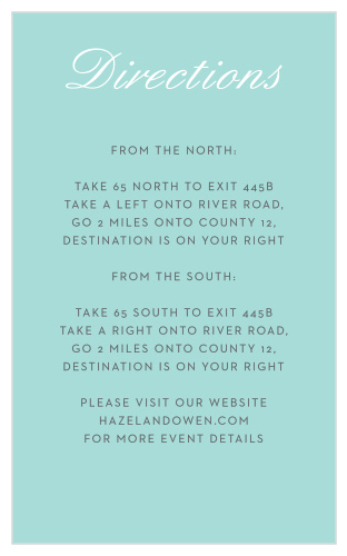 Save your guests the trouble and pride of asking for directions with these charming Note Home Direction Cards!