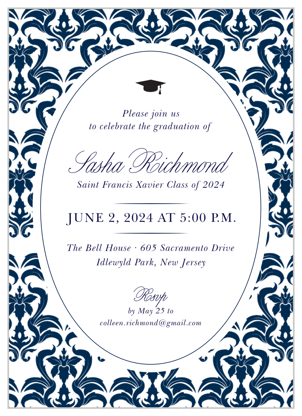 Elegantly Framed Graduation Invitations