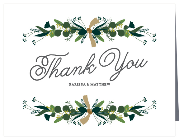 Share your appreciation with your guests using the stunning calligraphy on our Hanging Garland Thank You Cards.