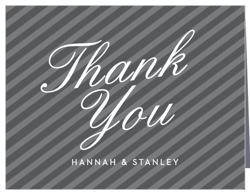 Composed in grey stripes, and embellished with a huge retro script the Note Home Foil Thank You Cards are a charming choice for you to send your gratitude after the event!